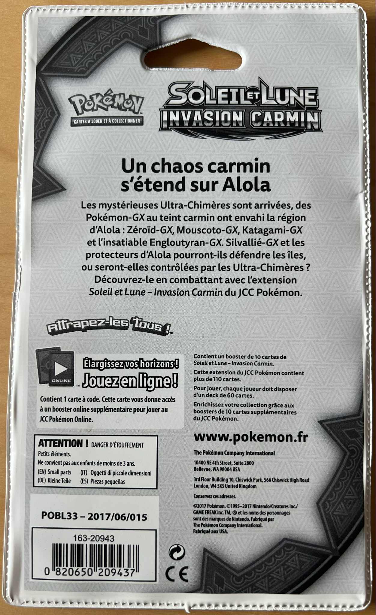 Pokémon - Booster sous Blister SL04 Invasion Carmin illustration Silvallié - 2017 - FR