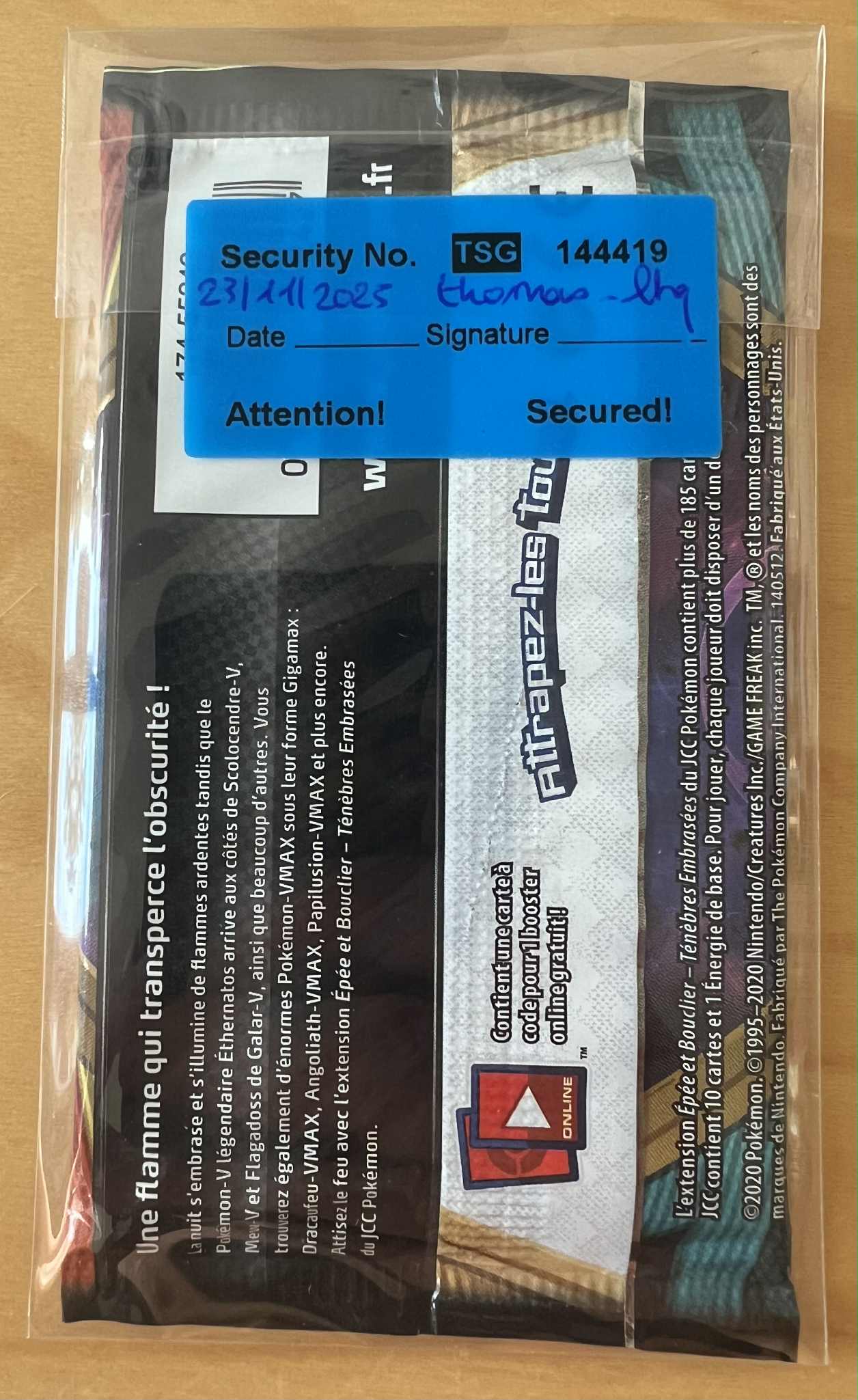 Pokémon - Booster Epée & Bouclier EB03 Ténèbres Embrasées Illustration Ethernatos - 2020 - FR